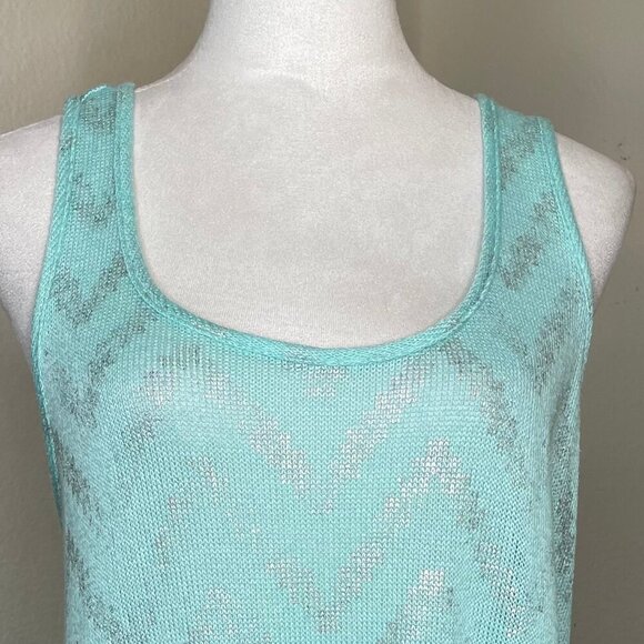 No Boundaries Women's Mint Silver Sparkle Geometric Design Sheer Sweater 15/17 - Picture 2 of 7